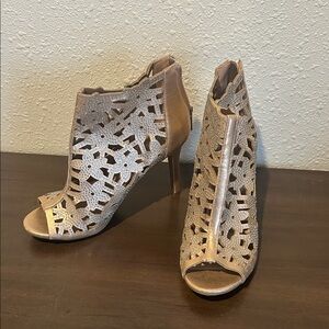 Madeline Stuart Gold Cutout Heels